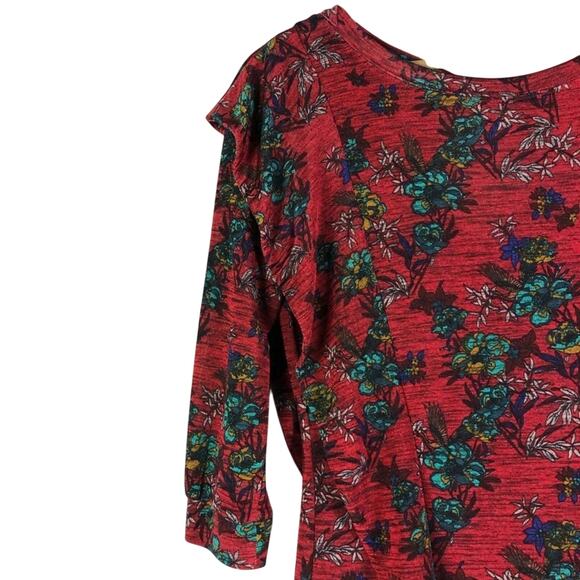 Free People Red Floral Dock Street Knit Blouse - Picture 5 of 7